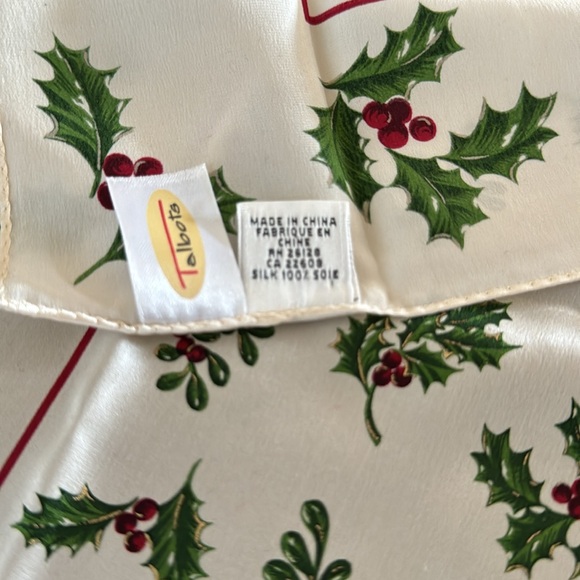 Talbots- set of 2 holiday silk scarves. The cream one is NWOT- never worn. - Picture 3 of 7